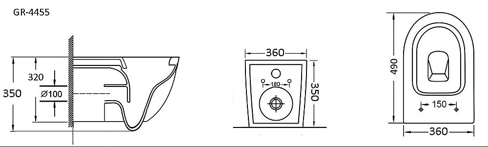 Унитаз подвесной Grossman GR-4455S безободковый, с крышкой микролифт, белый глянцевый купить в интернет-магазине Sanbest