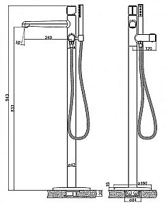 Смеситель для ванны BelBagno UNO-FMT-CRM купить в интернет-магазине сантехники Sanbest