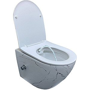 Унитаз подвесной с функцией биде Laguraty 038BM мрамор, безободковый, с крышкой микролифт купить в интернет-магазине Sanbest