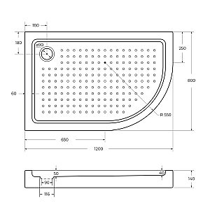 Душевой поддон Cezares TRAY-A-RH 120x80 купить в интернет-магазине Sanbest