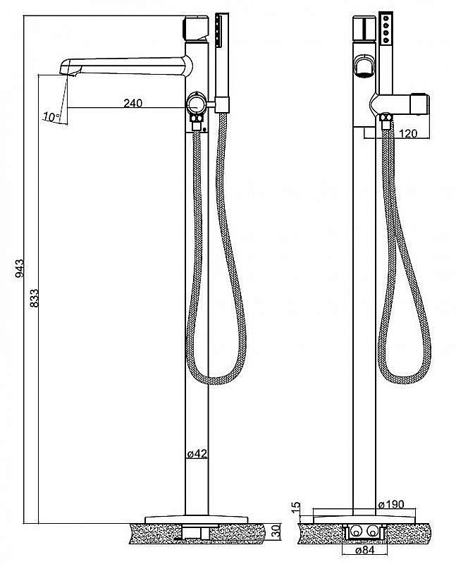 Смеситель для ванны BelBagno UNO-FMT-CRM купить в интернет-магазине сантехники Sanbest