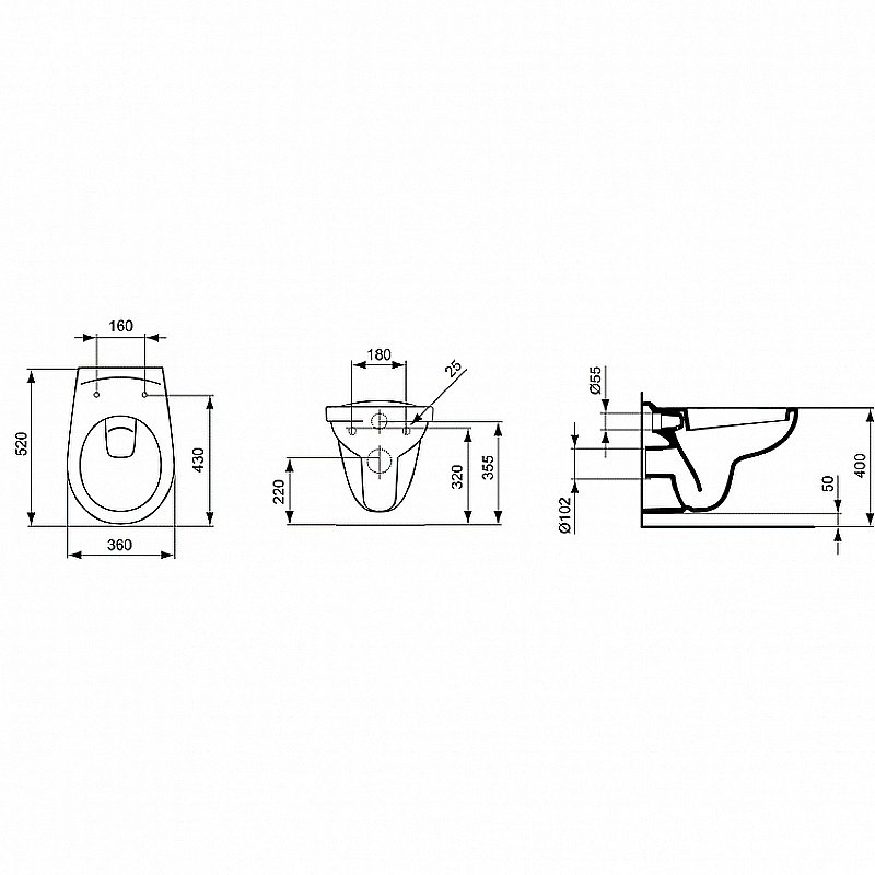 Унитаз подвесной Ideal Standard Ecco W740601 белый купить в интернет-магазине Sanbest