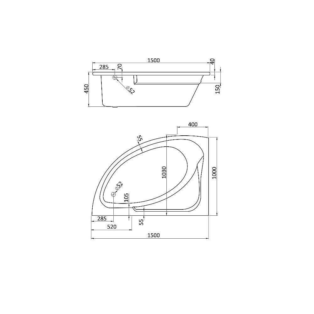 Ванна акриловая Santek Гоа 150x100 белая купить в интернет-магазине Sanbest