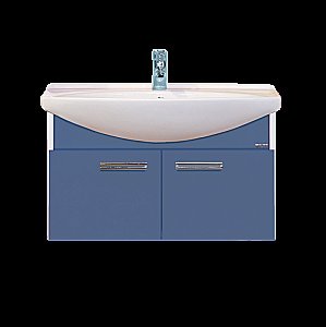 Тумба с раковиной подвесная Misty Джулия 85 синяя для ванной в интернет-магазине Sanbest