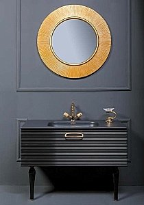 Тумба с раковиной Armadi Art Vallessi Avantgarde Linea 80 черный с золотом для ванной в интернет-магазине Sanbest