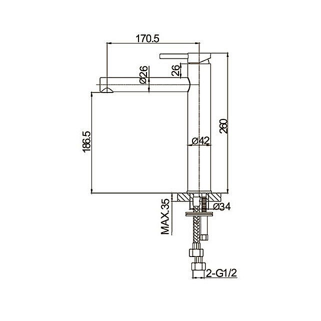 Смеситель для раковины Caprigo Don 53-023-CRM хром купить в интернет-магазине сантехники Sanbest