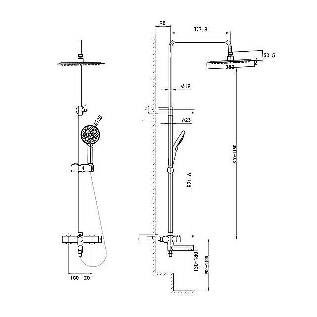 Душевая система Caprigo Don 53-310-BRG золото матовое купить в интернет-магазине сантехники Sanbest