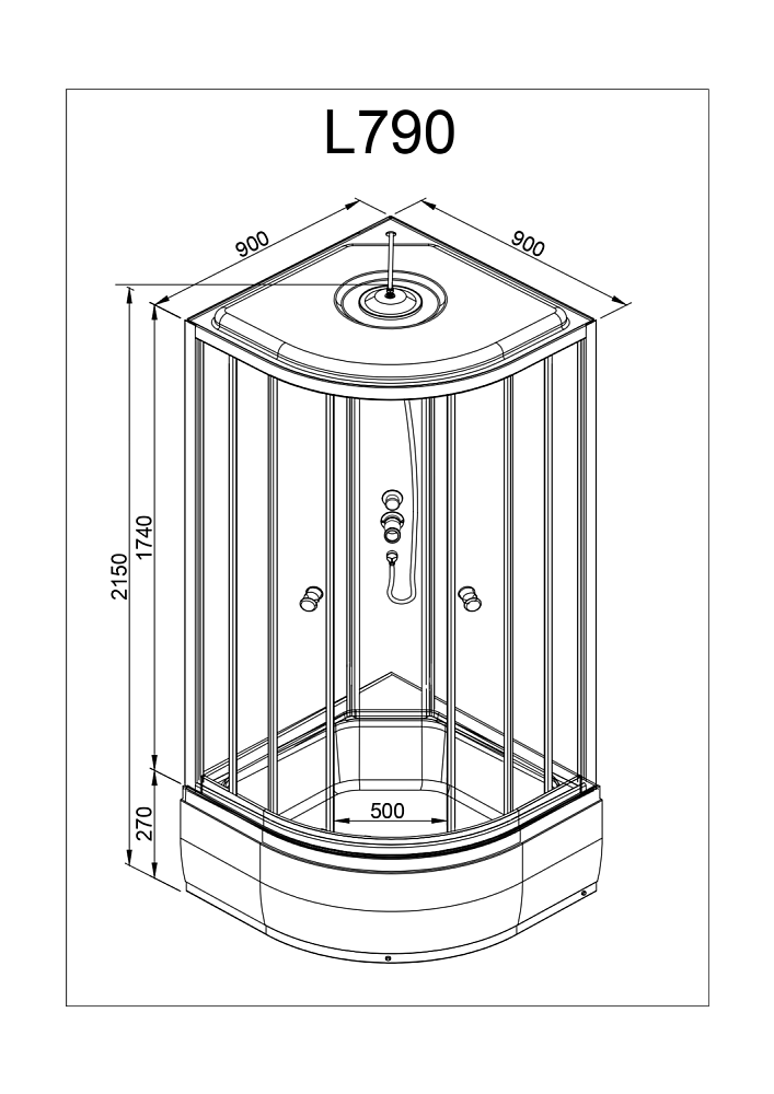 Душевая кабина Deto L 790 90х90 с электрикой купить в интернет-магазине Sanbest