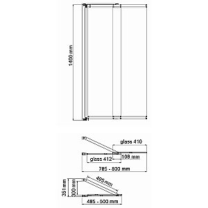 Шторка для ванны Wasserkraft Dill 61S02-80WS Fixed 80х140 купить в интернет-магазине Sanbest