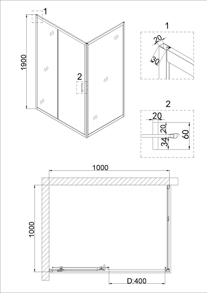 Душевой уголок Niagara Nova NG-82-10AB-A100B 100x100 купить в интернет-магазине Sanbest