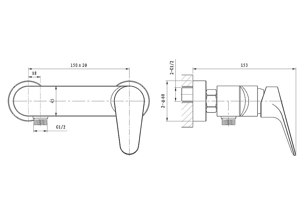 Смеситель для душа WONZON & WOGHAND BALANCE WW-054101-CR хром купить в интернет-магазине сантехники Sanbest