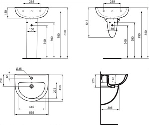 Раковина на полупьедестале Ideal Standard Ecco W434001 купить в интернет-магазине Sanbest