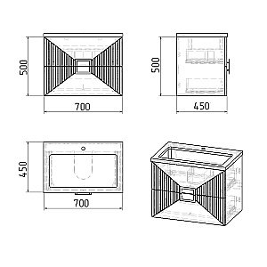 Тумба с раковиной подвесная Grossman ЛУКСОР 70 с 2-я ящ, бежевая матовая для ванной в интернет-магазине Sanbest
