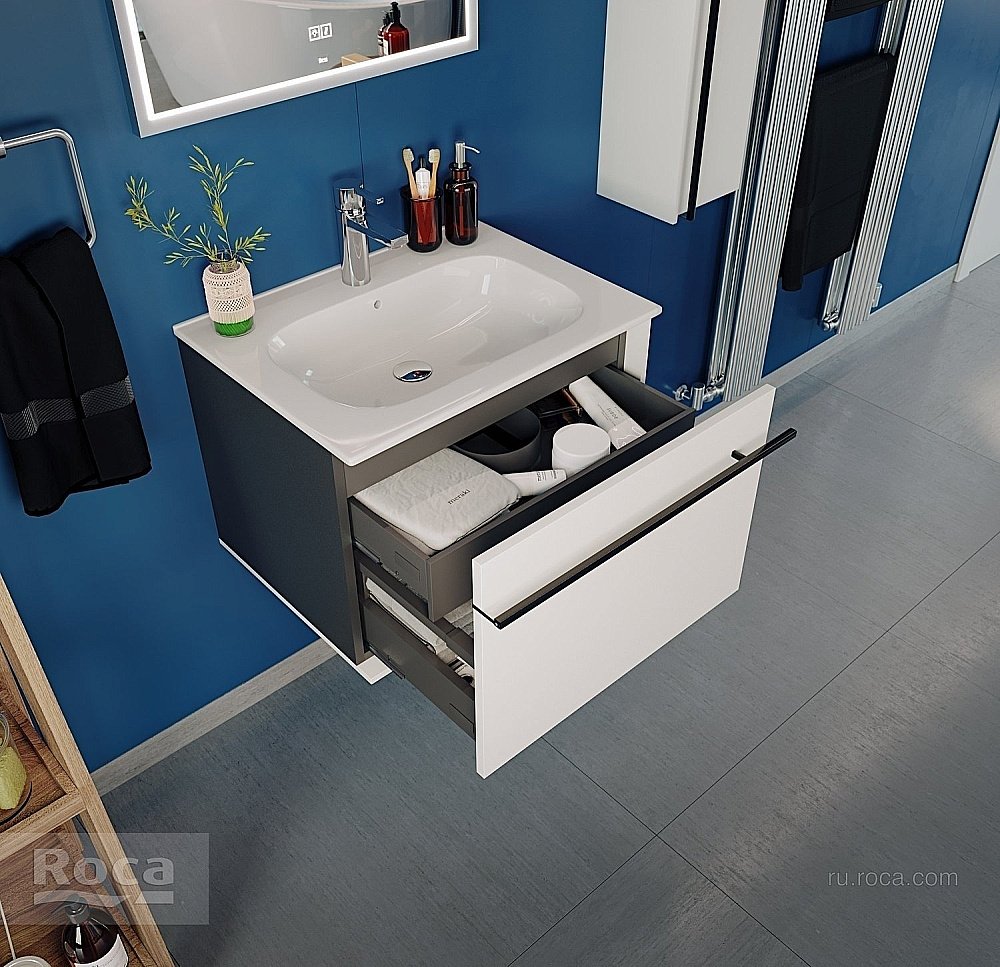 Тумба с раковиной Roca Aneto 857429806 60 белый для ванной в интернет-магазине Sanbest