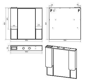 Зеркало со шкафом Misty Чегет 105 П-Чег-02105-01Л белый в ванную от интернет-магазине сантехники Sanbest