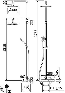Душевая система Cezares LEAF-CVDA-30-L-ST Сатин купить в интернет-магазине сантехники Sanbest