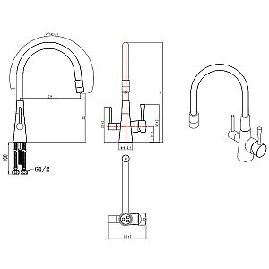 Смеситель для кухни Lemark Comfort LM3075C085 хром/черный купить в интернет-магазине сантехники Sanbest