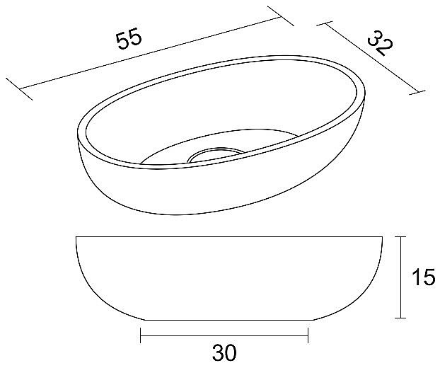 Раковина накладная Riho ESCALA 55 W030001105 белая купить в интернет-магазине Sanbest