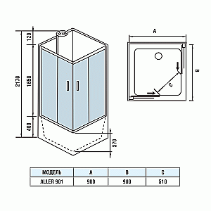 Душевая кабина WeltWasser WW500 ALLER 901 90х90 купить в интернет-магазине Sanbest