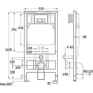 Унитаз с инсталляцией WeltWasser BAMBERG 525+NESENBACH 004 GL-WT+BAMBERG CR белый/кнопка хром, безободковый, с крышкой микролифт купить в интернет-магазине Sanbest
