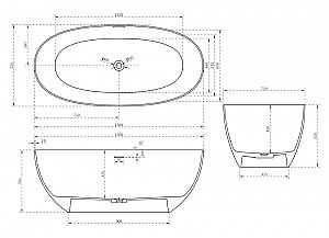 Ванна из искусственного камня ABBER Stein AS9624-1.5 150х72 белая матовая купить в интернет-магазине Sanbest
