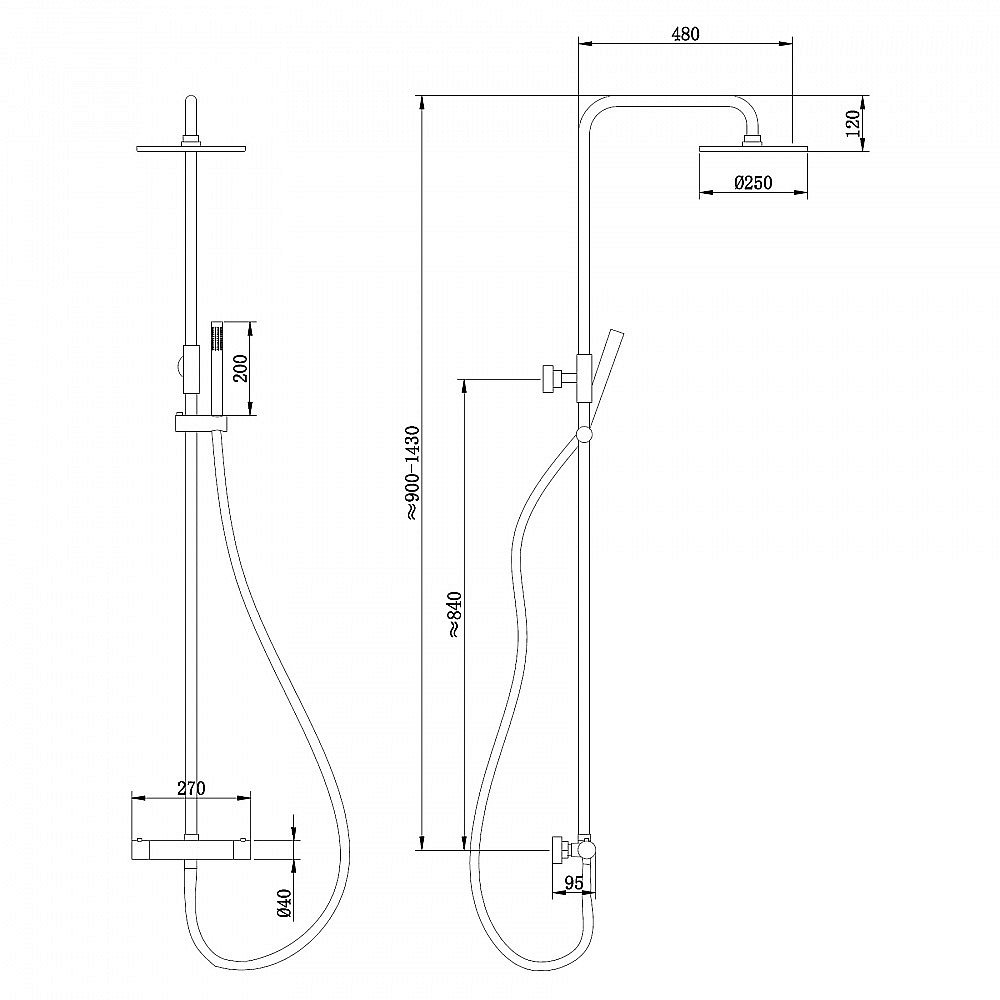 Душевая система Abber Wasser Kreis AF8160BL черная матовая купить в интернет-магазине сантехники Sanbest