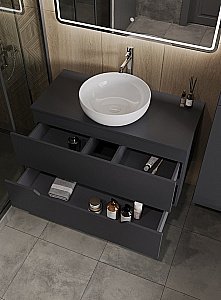 Тумба с раковиной Orange Line 100 Li-100TugMDF+B07-420W графит/белый для ванной в интернет-магазине Sanbest