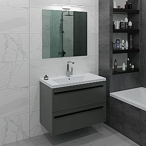 Тумба с раковиной LA FENICE Elba Grigio TWIN 100 серая для ванной в интернет-магазине Sanbest