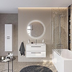 Тумба с раковиной Cezares ECO-CER-N 80 ECO-CER-N-800-2C-SO-BO белая матовая для ванной в интернет-магазине Sanbest