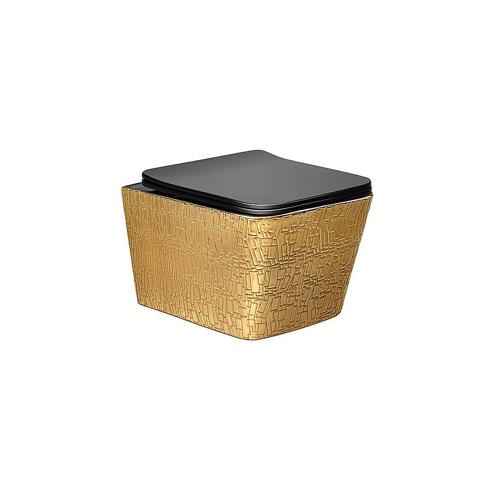 Унитаз подвесной Vincea Q-LINE VT1-12G1B безободковый, с крышкой микролифт, золото/черный купить в интернет-магазине Sanbest