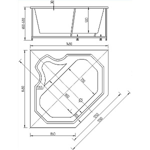 Ванна Aquatek Лира 148x148 LIR150-0000032 белая купить в интернет-магазине Sanbest