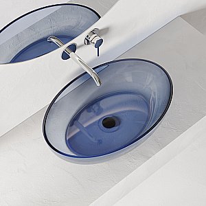 Раковина накладная прозрачная ABBER Kristall AT2801Saphir синяя купить в интернет-магазине Sanbest
