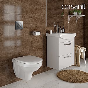 Унитаз подвесной Cersanit DELFI S-SET-DEL/Black/TPL/Cg-w с инсталляцией, с крышкой микролифт, белый/кнопка хром глянцевый купить в интернет-магазине Sanbest
