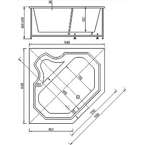 Ванна Aquatek Лира 148x148 LIR150-0000032 белая купить в интернет-магазине Sanbest