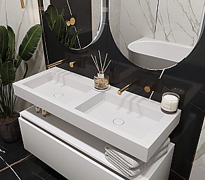 Раковина-моноблок двойная Armadi Art Flat ST 888-120 белая матовая купить в интернет-магазине Sanbest