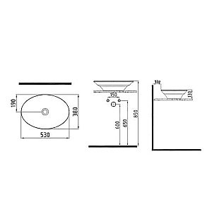 Раковина накладная Bien Dune 53 DNLG05301FD0W3000 белая купить в интернет-магазине Sanbest