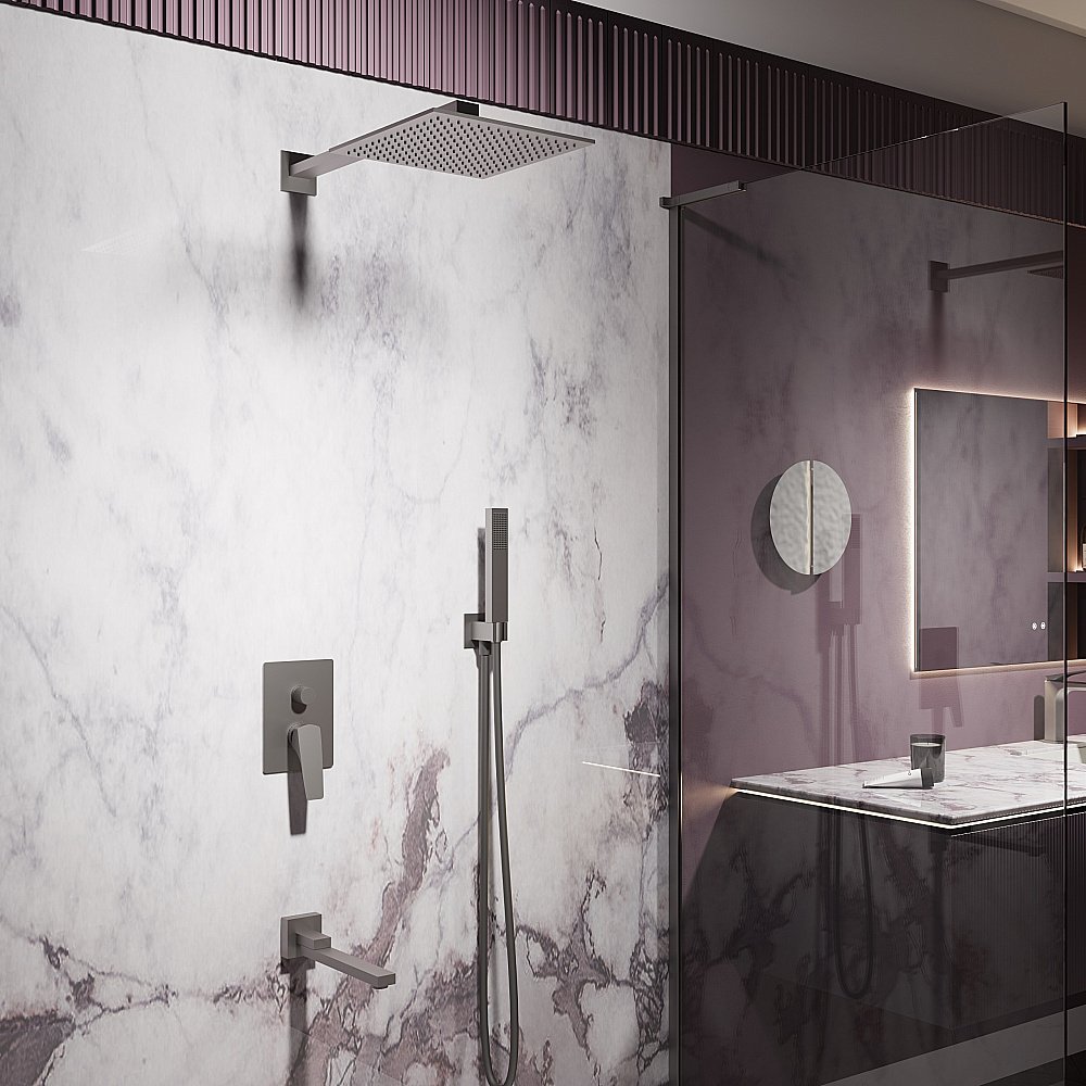 Душевая система Vincea Puro VSFW-5P1GM вороненая сталь купить в интернет-магазине сантехники Sanbest