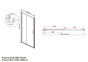 Душевая дверь Vincea Garda VDS-1G135CLGM 135 стекло прозрачное/профиль вороненая сталь купить в интернет-магазине Sanbest