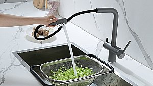 Смеситель для кухни Paulmark Serpentine Se213222-GRM серый металлик купить в интернет-магазине сантехники Sanbest