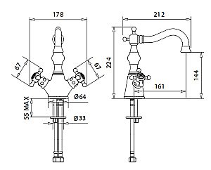 Смеситель для раковины Migliore Arcadia ML.ARC-8334 золото купить в интернет-магазине сантехники Sanbest