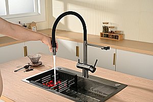 Смеситель для кухни Vincea VKF-120GM вороненая сталь купить в интернет-магазине сантехники Sanbest