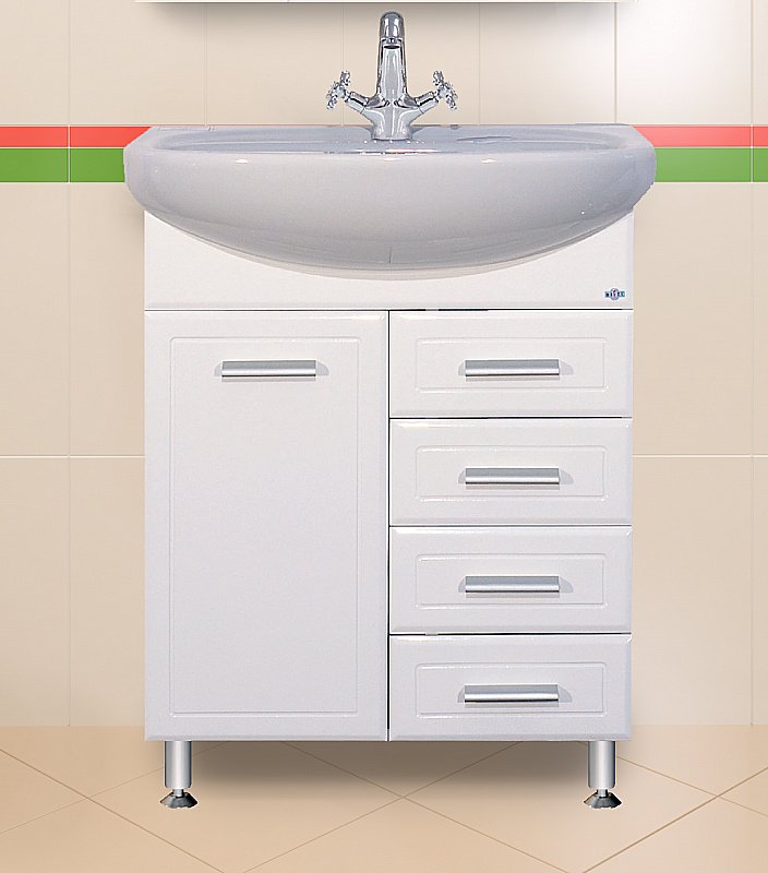 Тумба с раковиной напольная Misty Стелла 65 белая для ванной в интернет-магазине Sanbest