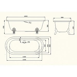 Ванна чугунная Magliezza Patricia 183х80 белая/ножки бронза купить в интернет-магазине Sanbest