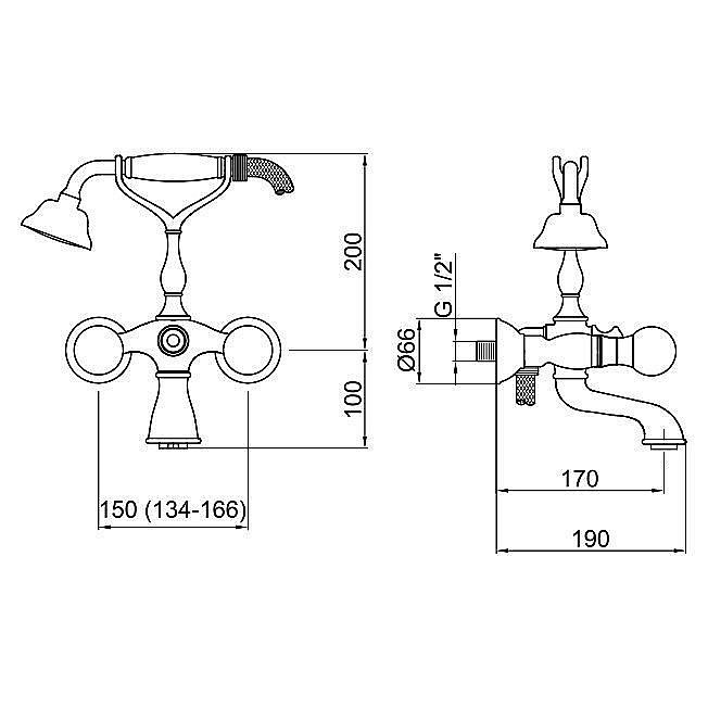 Смеситель для ванны Webert Karenina KA720201015 купить в интернет-магазине сантехники Sanbest