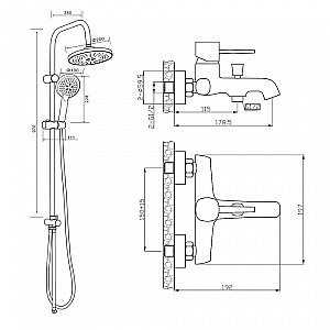 Душевая система Orange Karl M05-932b черный купить в интернет-магазине сантехники Sanbest