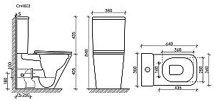 Унитаз напольный Ceramica Nova Cubic CN1803 безободковый, с бачком, с крышкой микролифт купить в интернет-магазине Sanbest