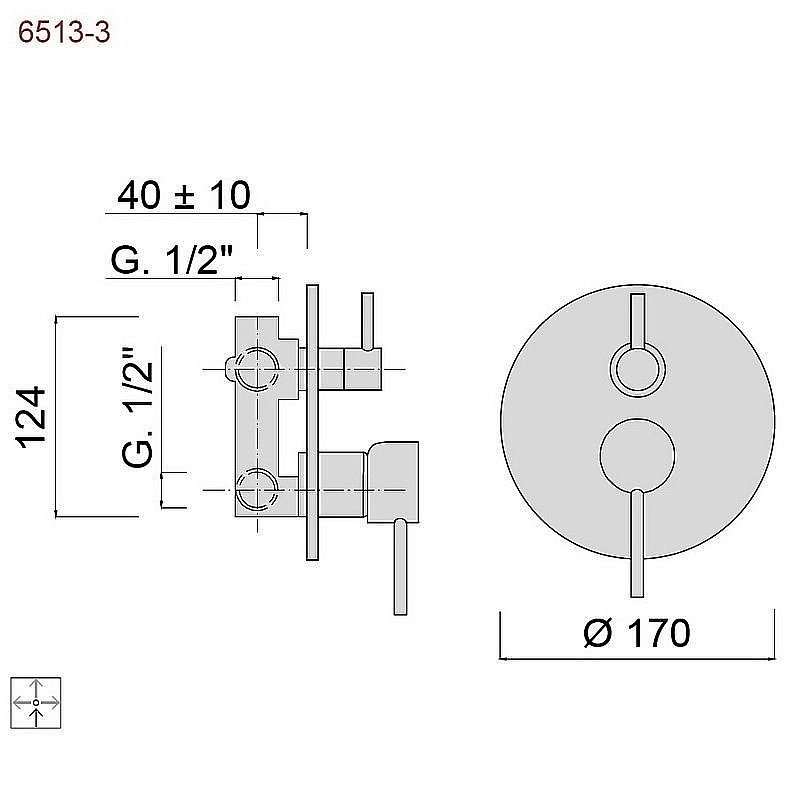 Смеситель для душа Giulini Futuro 6513-3 хром купить в интернет-магазине сантехники Sanbest