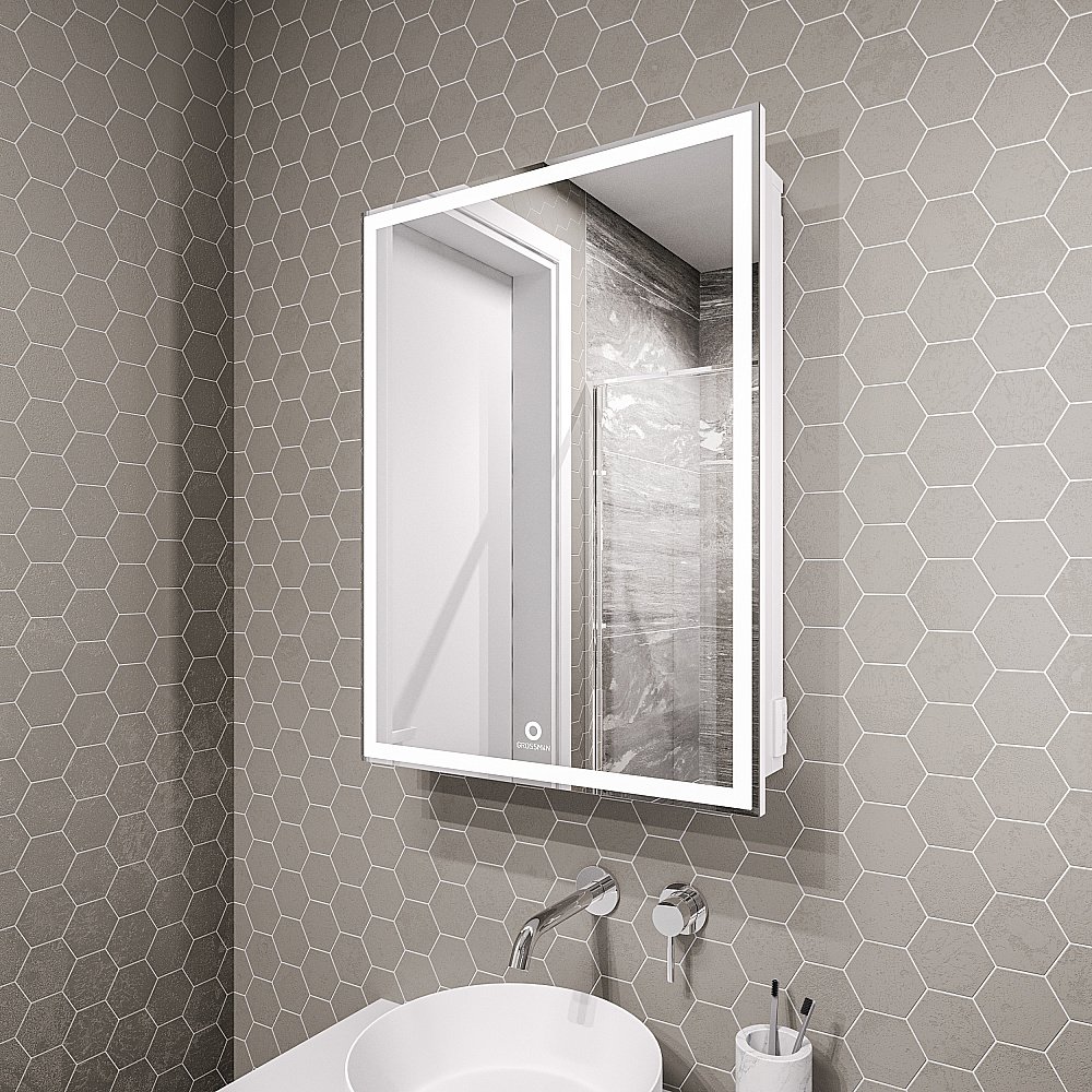 Зеркальный шкаф Grossman Меркадо 60 206018 белый купить в интернет-магазине сантехники Sanbest