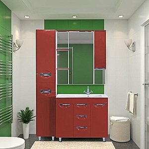 Зеркало со шкафом Misty Кристи 90 бордовый в ванную от интернет-магазине сантехники Sanbest