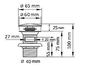 Донный клапан с переливом Ceramalux RD007 купить в интернет-магазине сантехники Sanbest